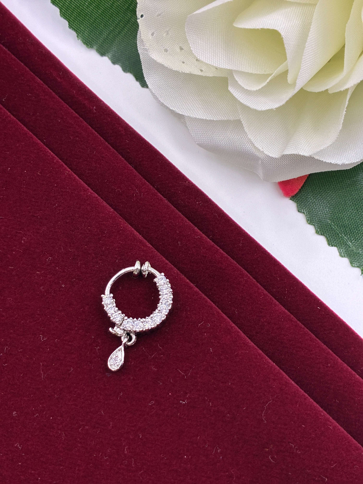 CZ single line tiny drop Nose Ring
