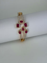 CZ Royal Ruby White Designer openable Kada