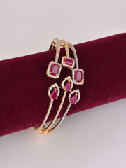 CZ Royal Ruby White Designer openable Kada