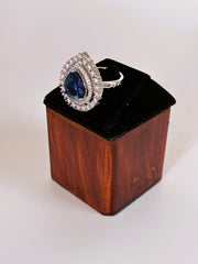 CZ Indigo drop designer Finger Ring