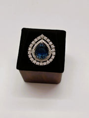 CZ Indigo drop designer Finger Ring