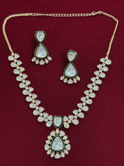 Kundan Emerald Green Meenakari Necklace set