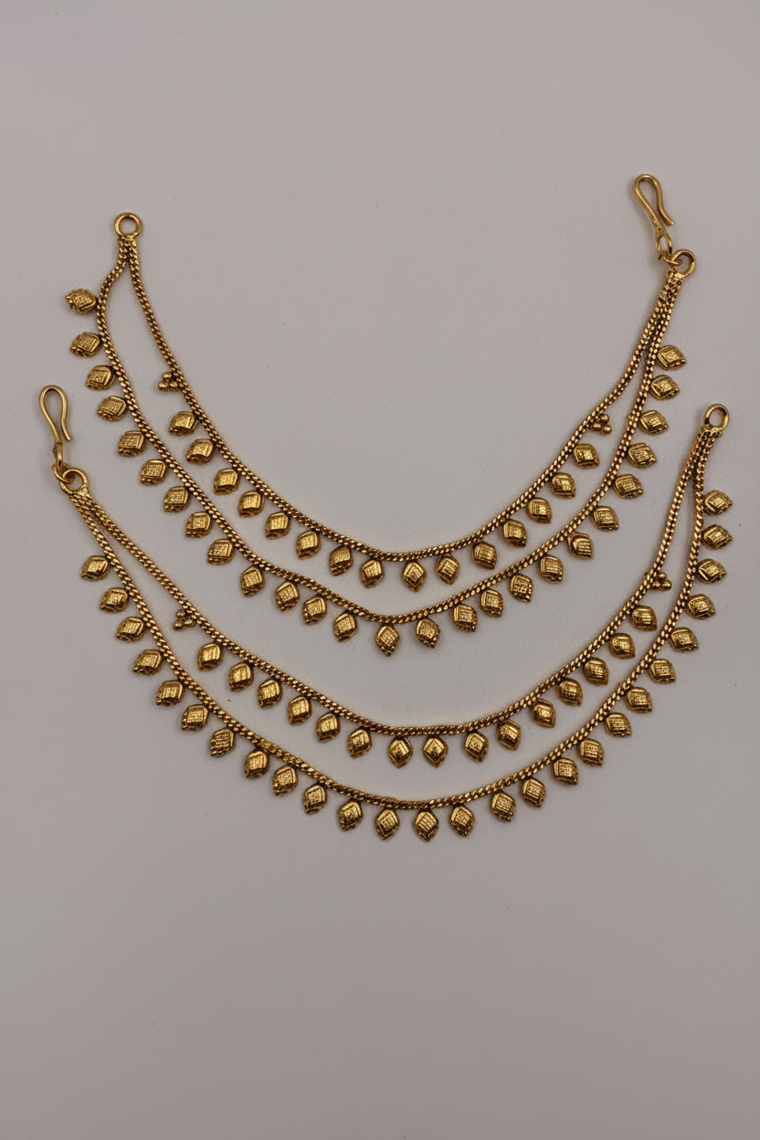 Antique Two tier Drop designer Ear chain