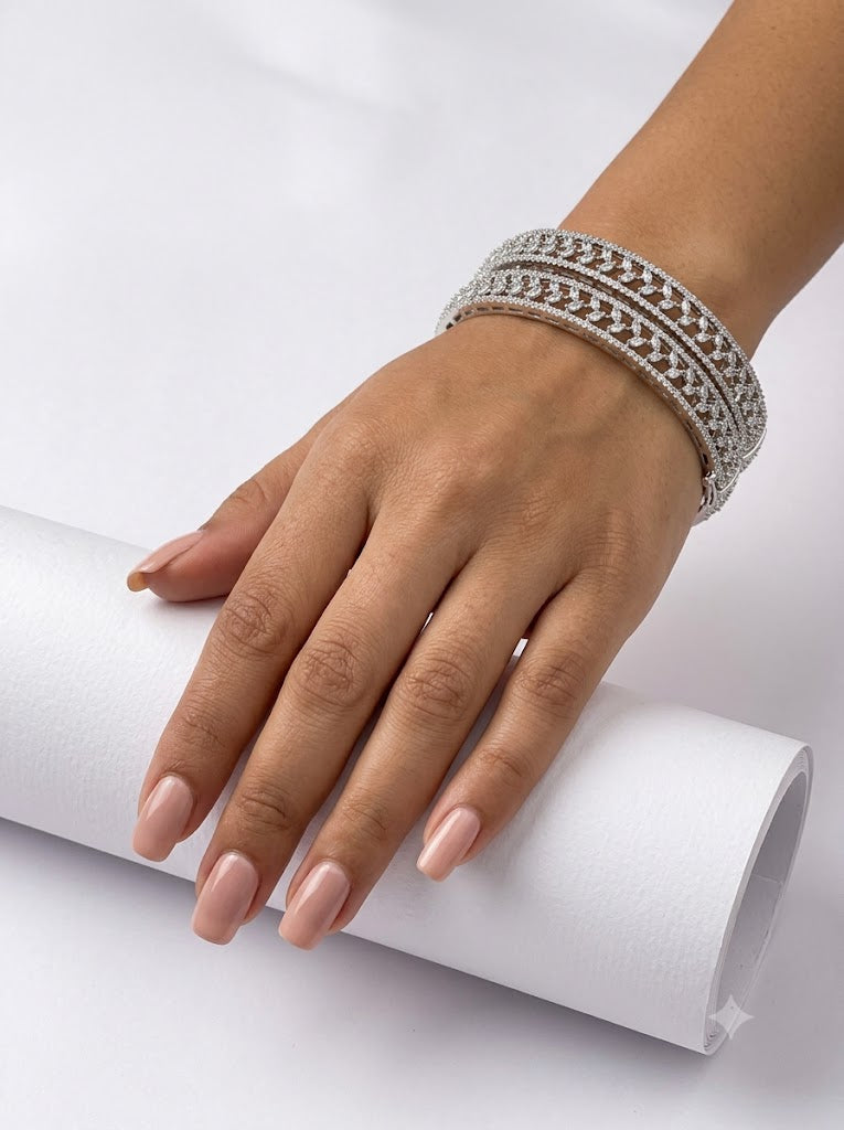 CZ Silky Silver Openable Bangle