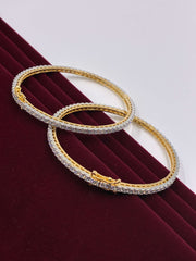 CZ Dual tone openable line Bangle