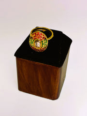 Antique Ruby-green meenakari Finger Ring