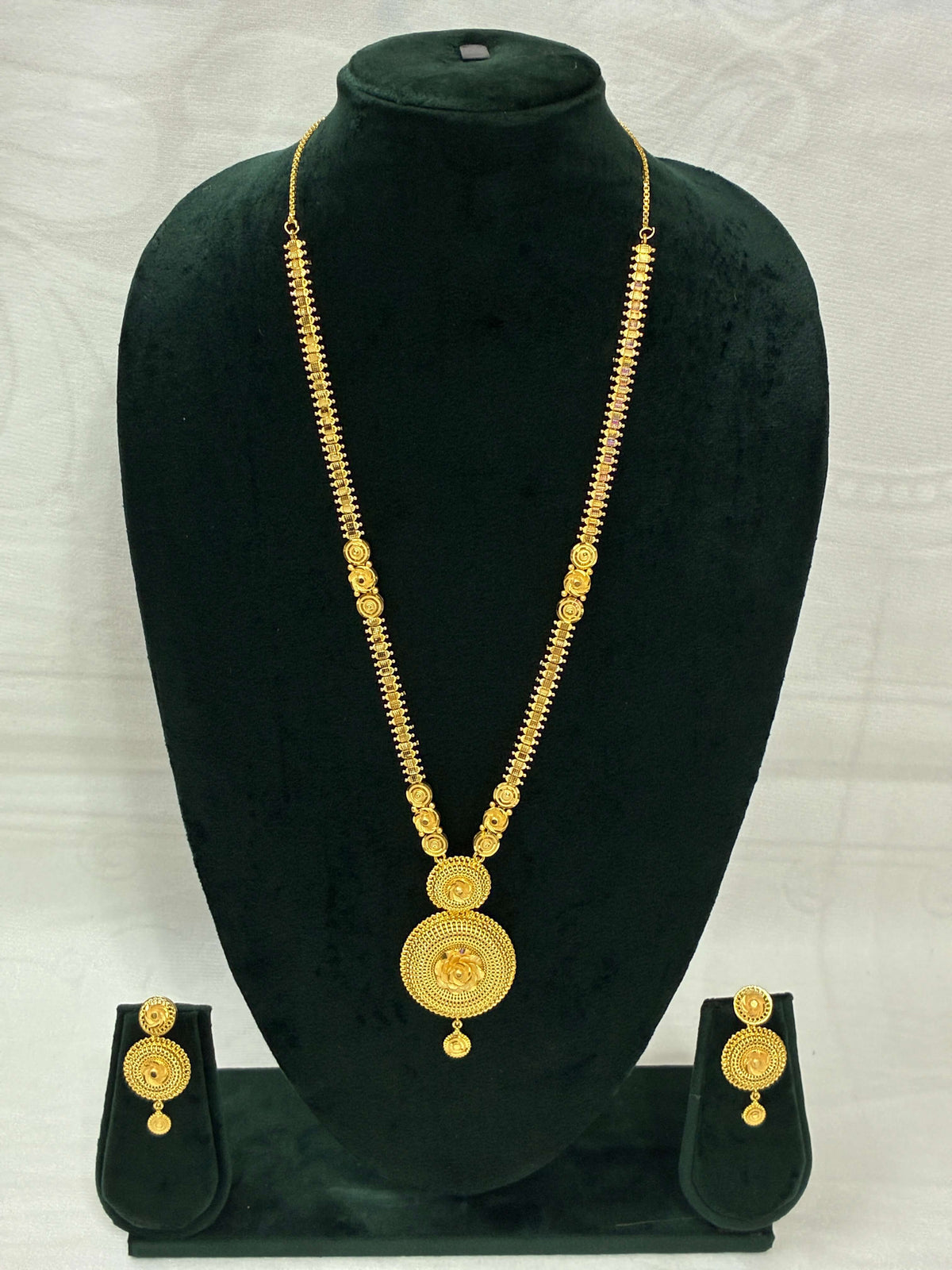 Elegant Long Necklace Set with Gold Plating