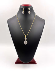 CZ Dual Oval Designer Pendant Set