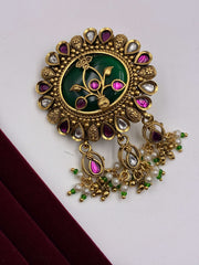 Antique Ruby Green Designer Brooch