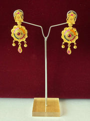 Long Meenakari Necklace Set with Gold Plating