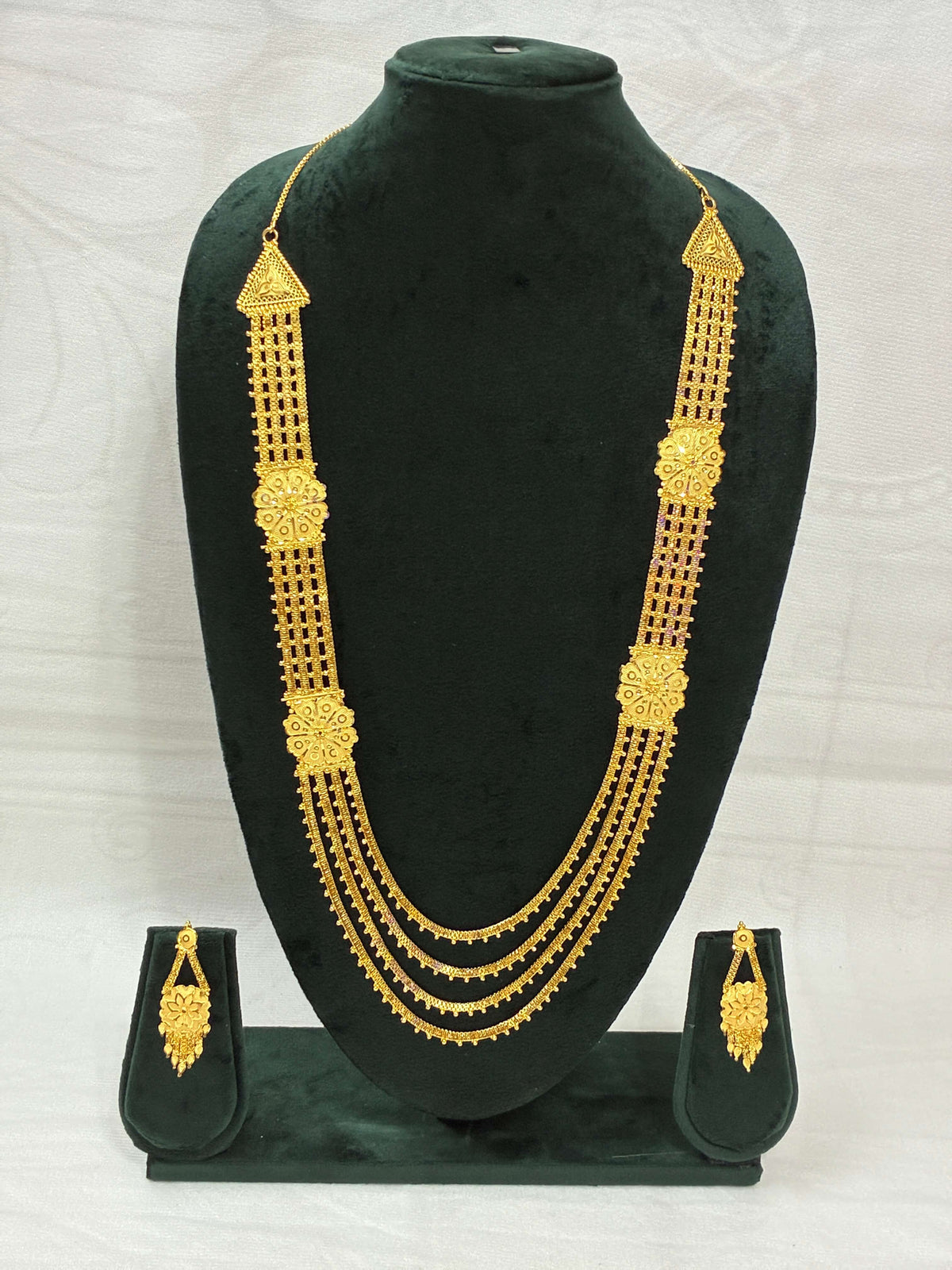 Long Layered Necklace Set with Gold Plating