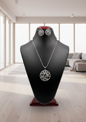 CZ Round Shape Designer Pendant Set