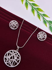 CZ Round Shape Designer Pendant Set