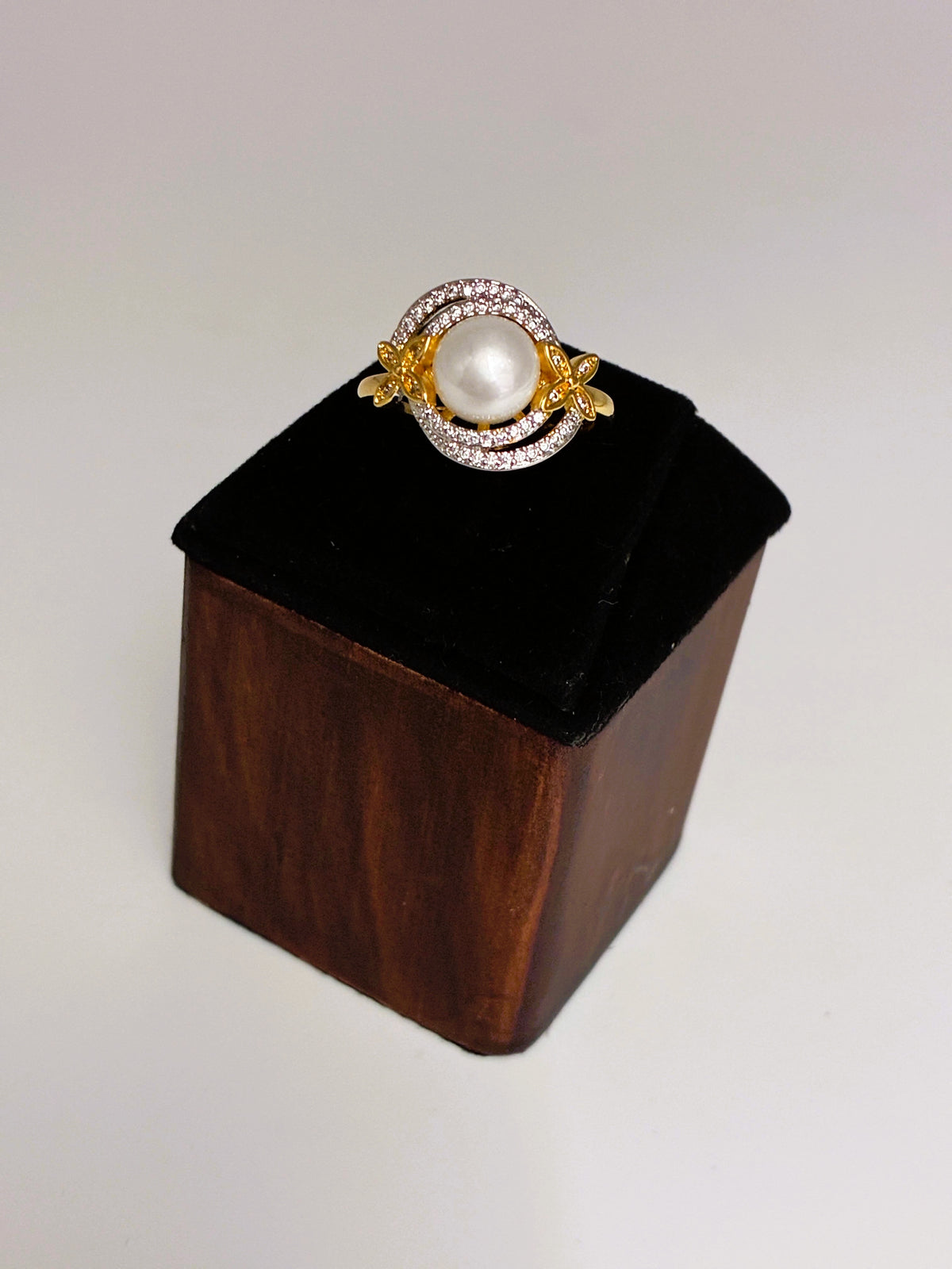 CZ Moti dual tone adjustable Finger Ring