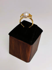 CZ Moti dual tone adjustable Finger Ring