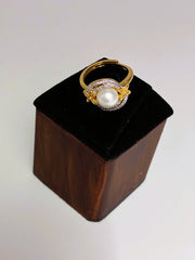 CZ Moti dual tone adjustable Finger Ring