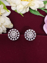 CZ Silver tone Stupendous Round Stud