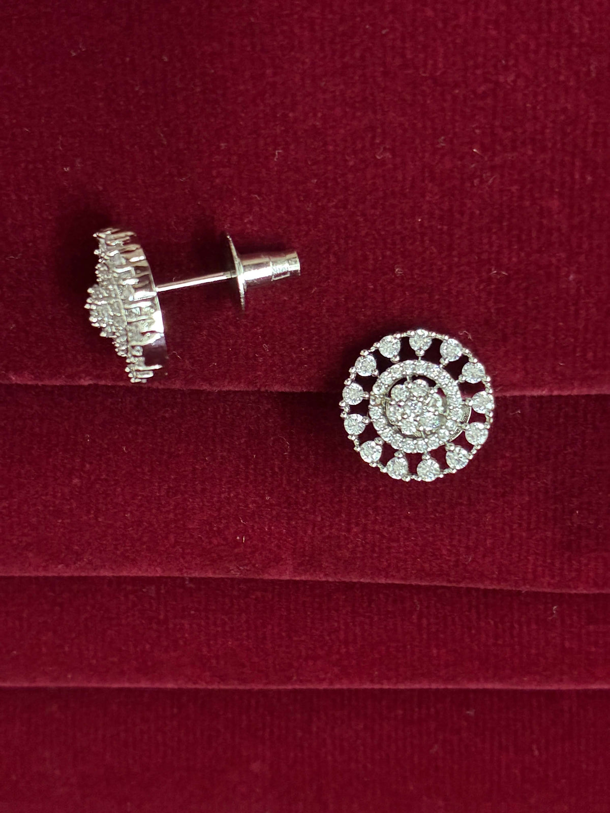CZ Silver tone Stupendous Round Stud