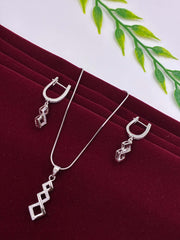 CZ Silver Tone Designer Pendant Set