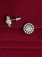 CZ Silver tone Stupendous Round Stud