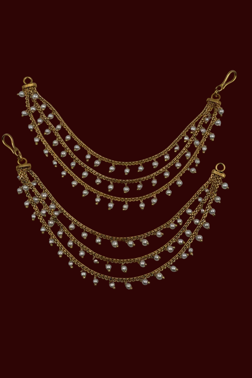 Antique Pearl Three tier Ear chain