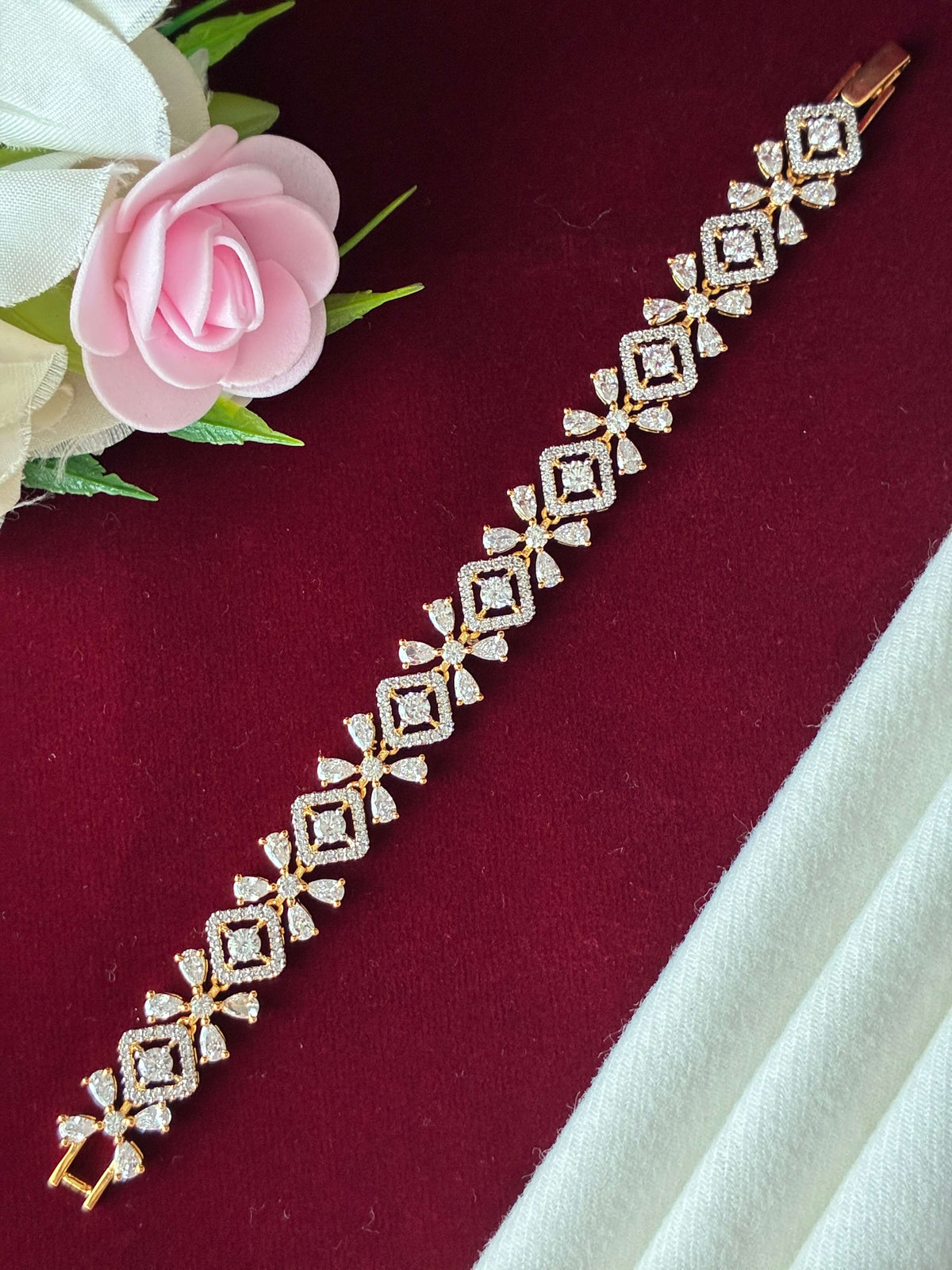 CZ Beautifully Designed Two Tone Bracelet