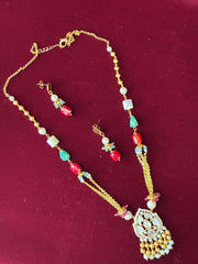 Kundan Ruby, Turquoise Flavour Pendant set