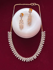 CZ leaf Designer Necklace Set