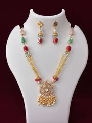 Kundan Ruby, Turquoise Flavour Pendant set