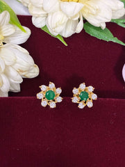 CZ Emerald Green Traditional Seven stone Stud