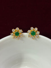 CZ Emerald Green Traditional Seven stone Stud