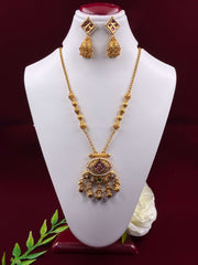 Antique Ruby Green Ghungroo Drop Pendant set