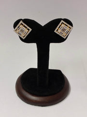 CZ Elegant Dual tone Square Stud