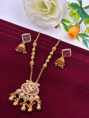 Antique Ruby Green Ghungroo Drop Pendant set