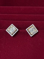CZ Elegant Dual tone Square Stud
