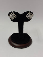 CZ Elegant Silver tone Square Stud