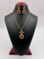 Antique Ruby Drop Pendant set