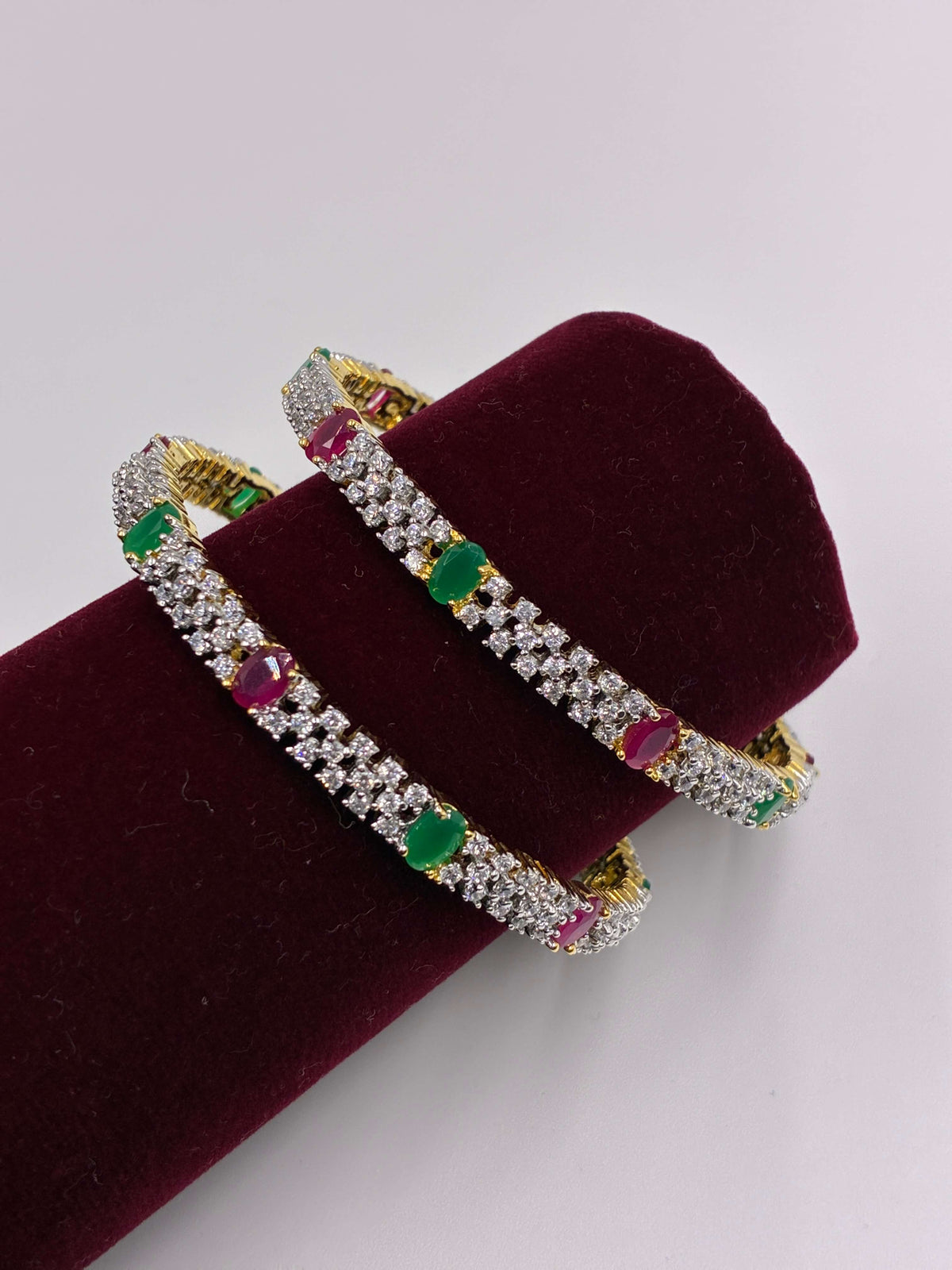CZ Emerald Ruby Designer Bangle
