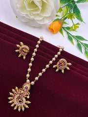 Antique Ruby Pearl Peacock Pendant set