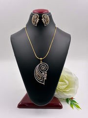 CZ Dual Tone Peacock Designer Pendant Set