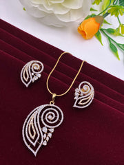 CZ Dual Tone Peacock Designer Pendant Set