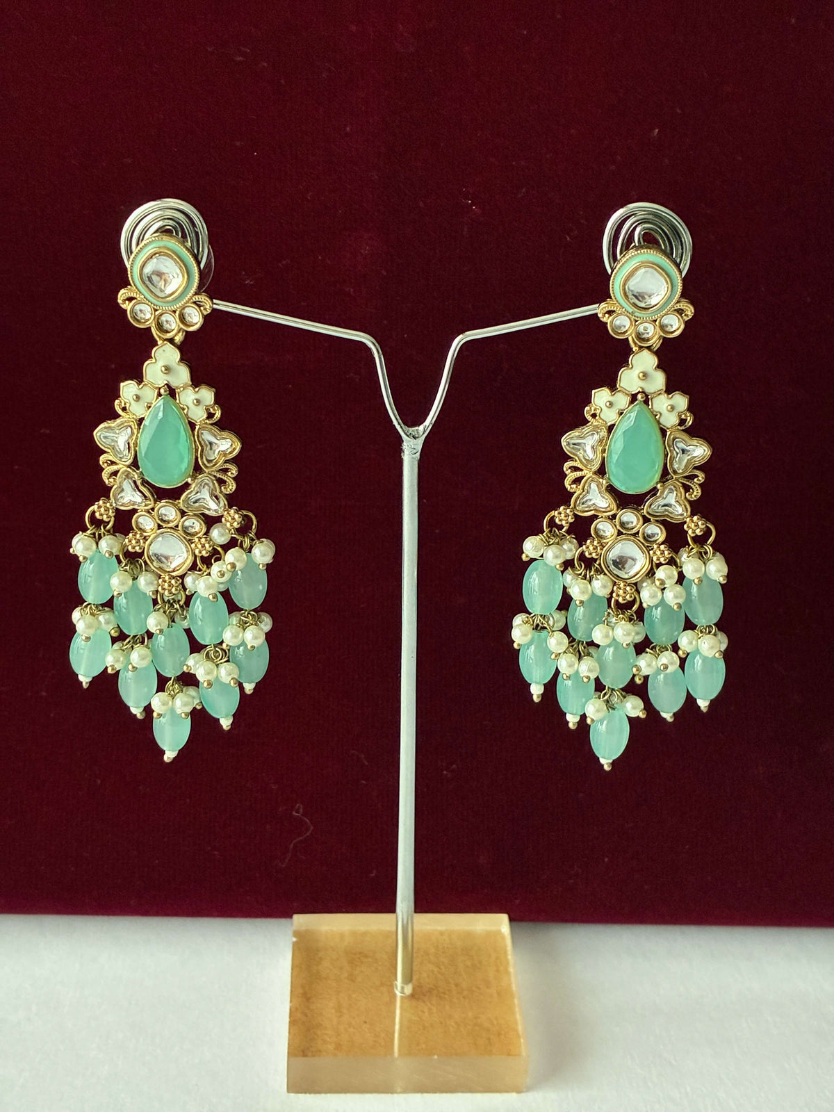 Indo Western Turquoise Blue Drop Earring