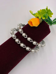 CZ Pearl Silver tone Designer Bangle