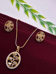 CZ Oval Designer Pendant Set