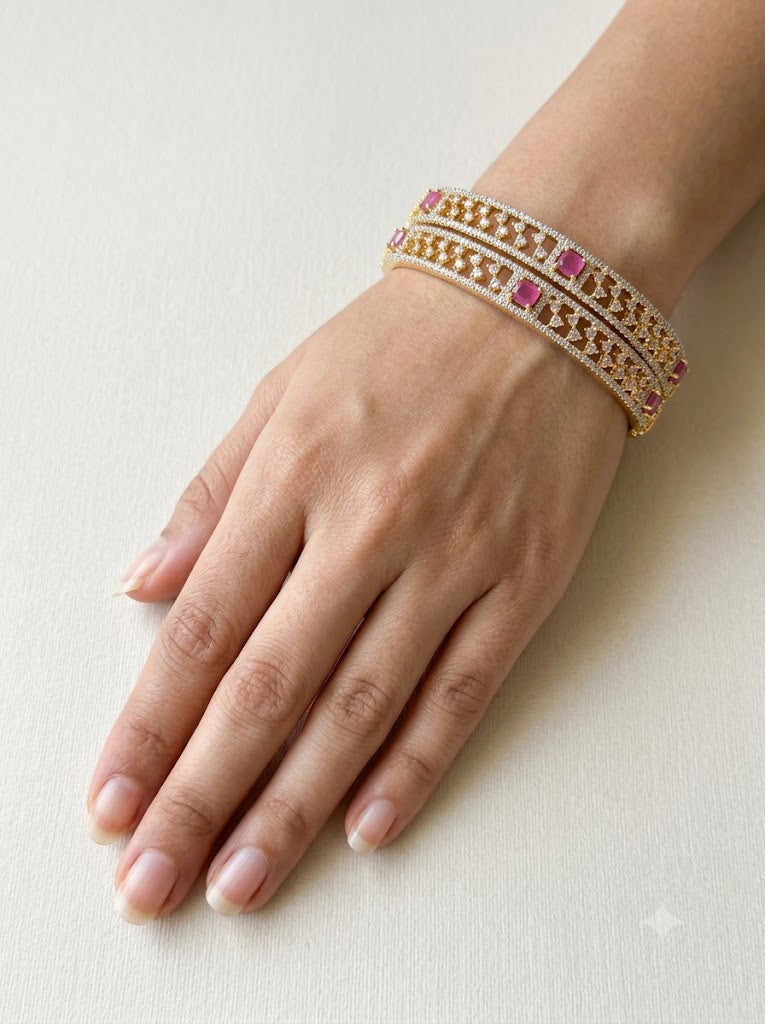 CZ Ruby Two Tone Bangle