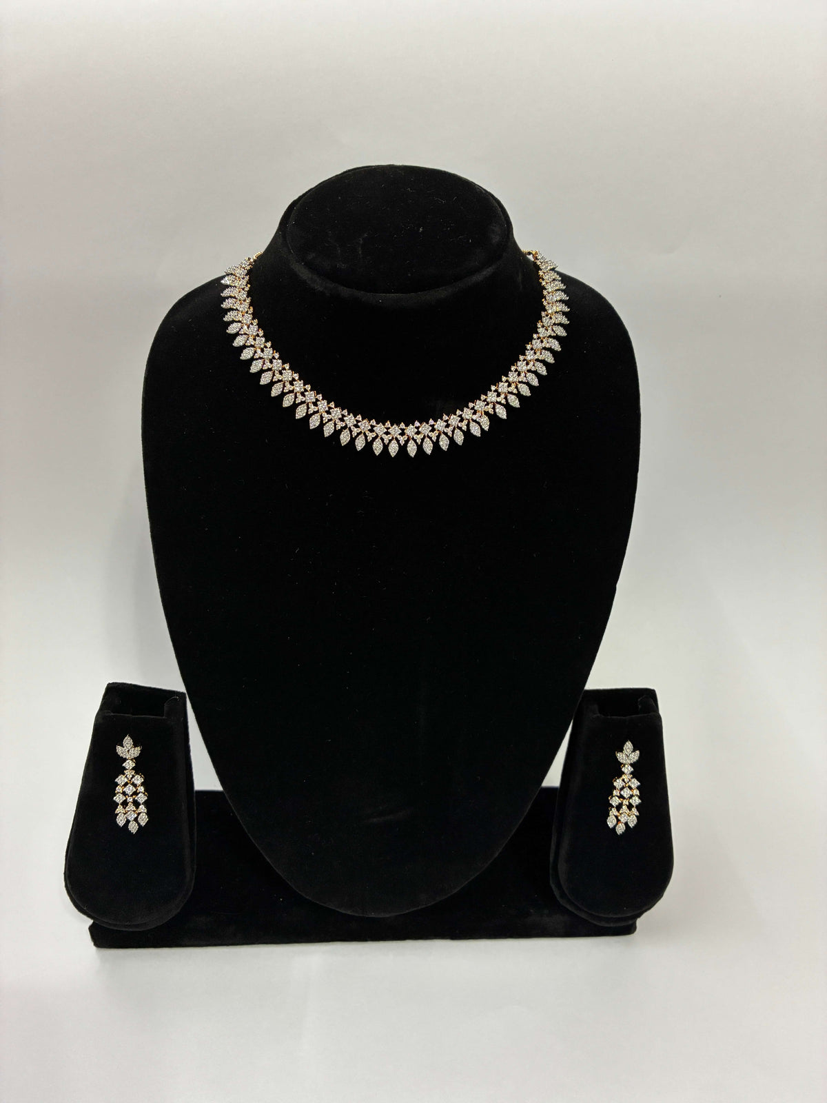 CZ leaf Designer Necklace Set