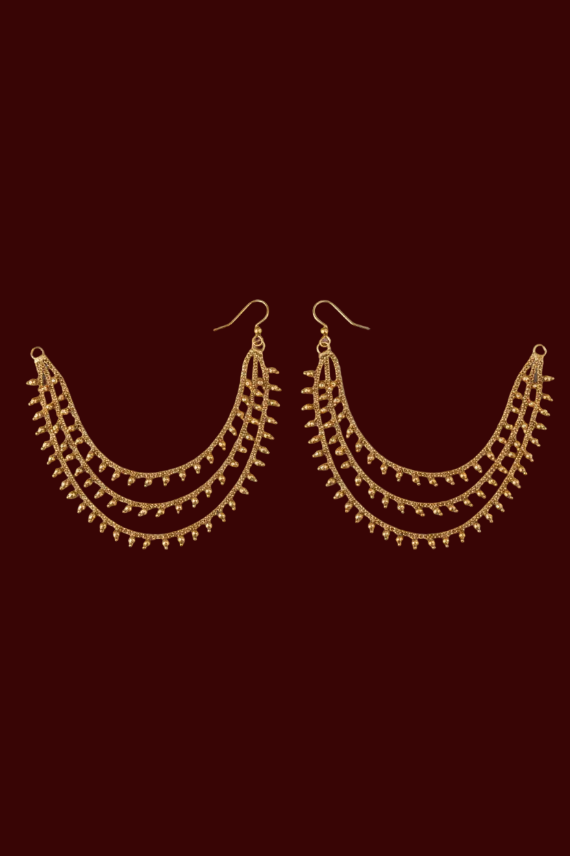 Antique Three tier Ghungroo Ear chain