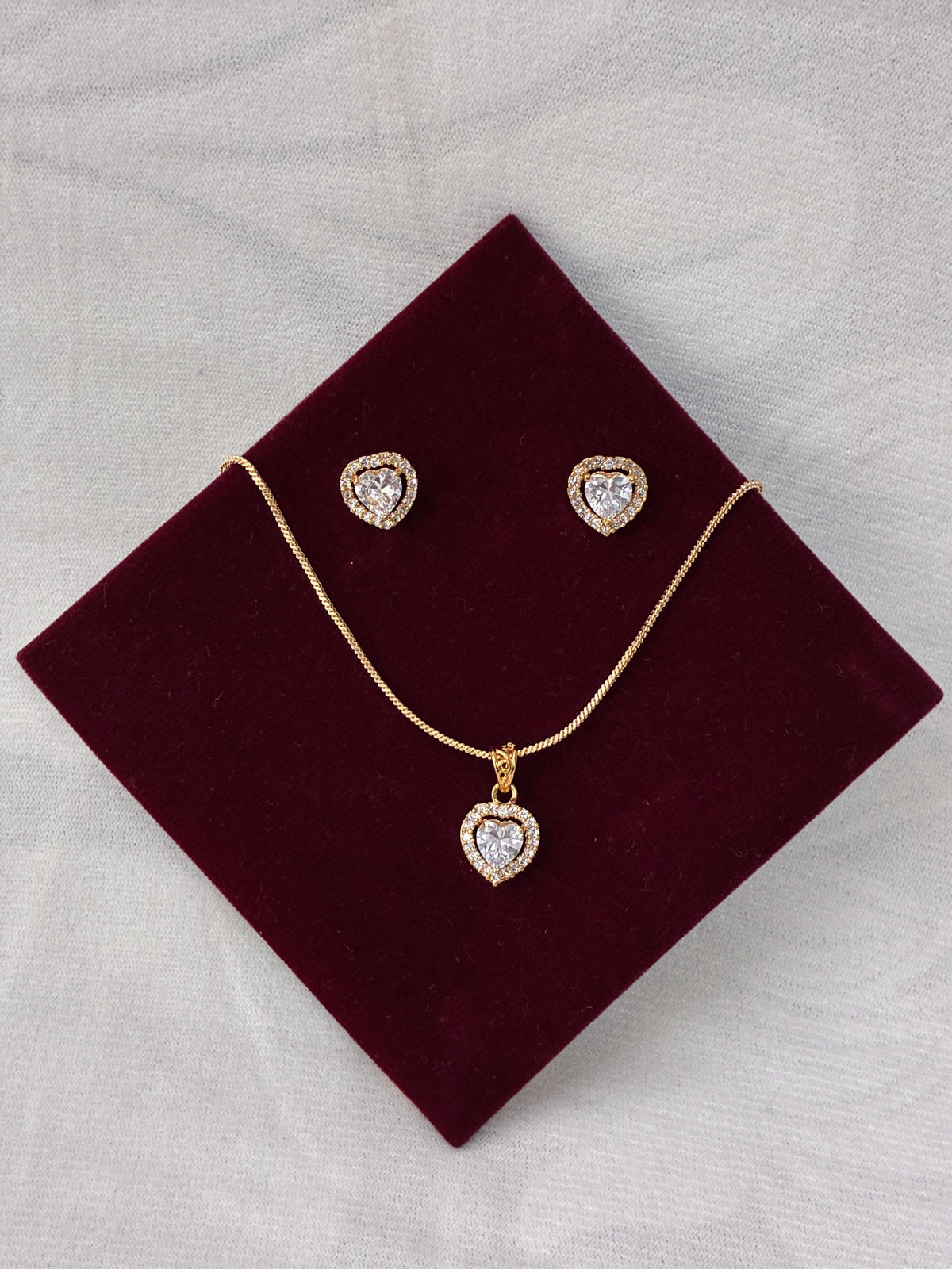 CZ Heart Shape Pendant set
