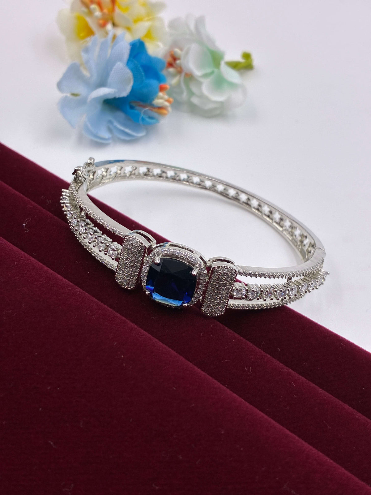 CZ Splendid Sapphire Openable Kada