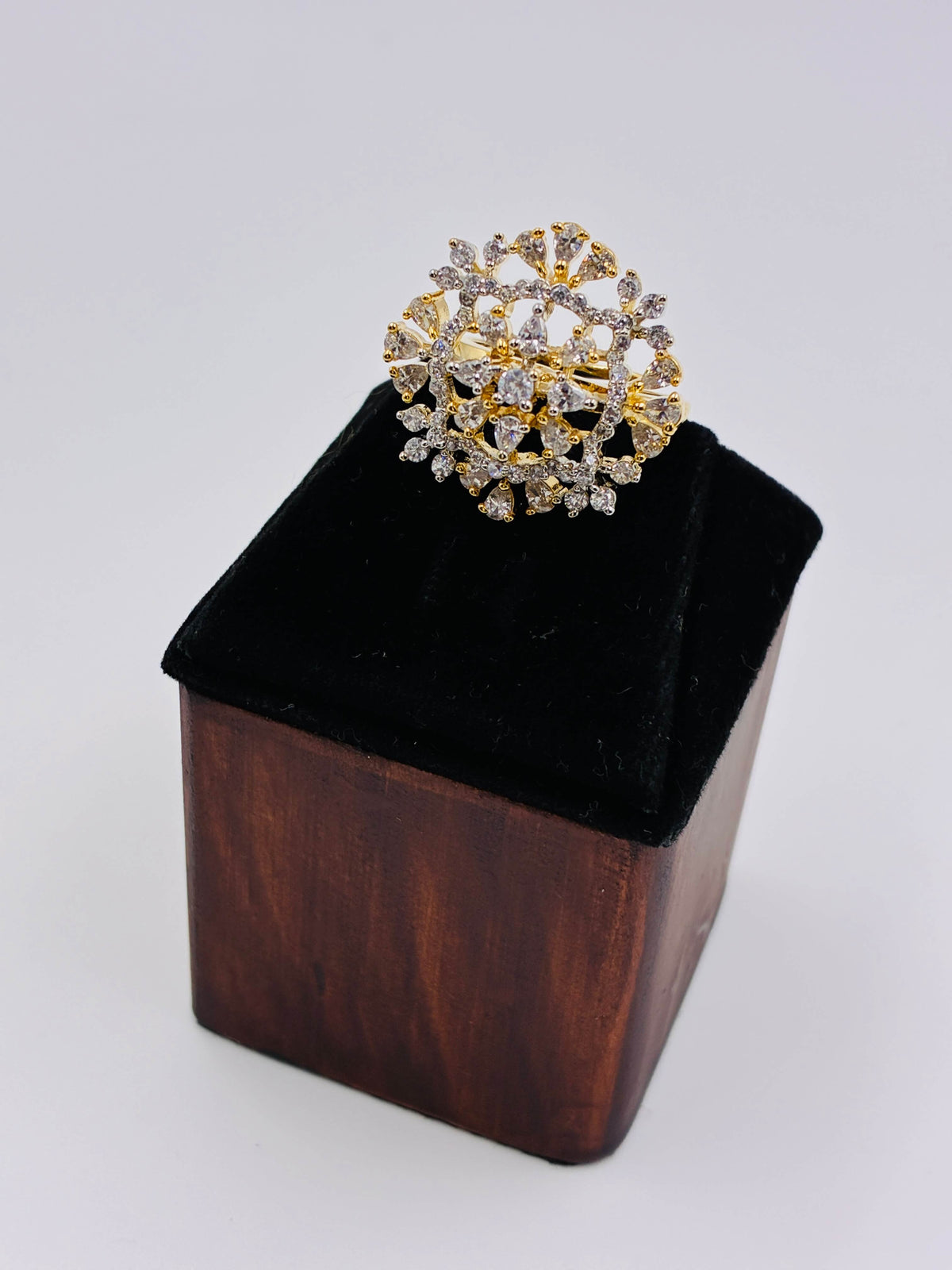 CZ Two Tone Luxe Finger Ring